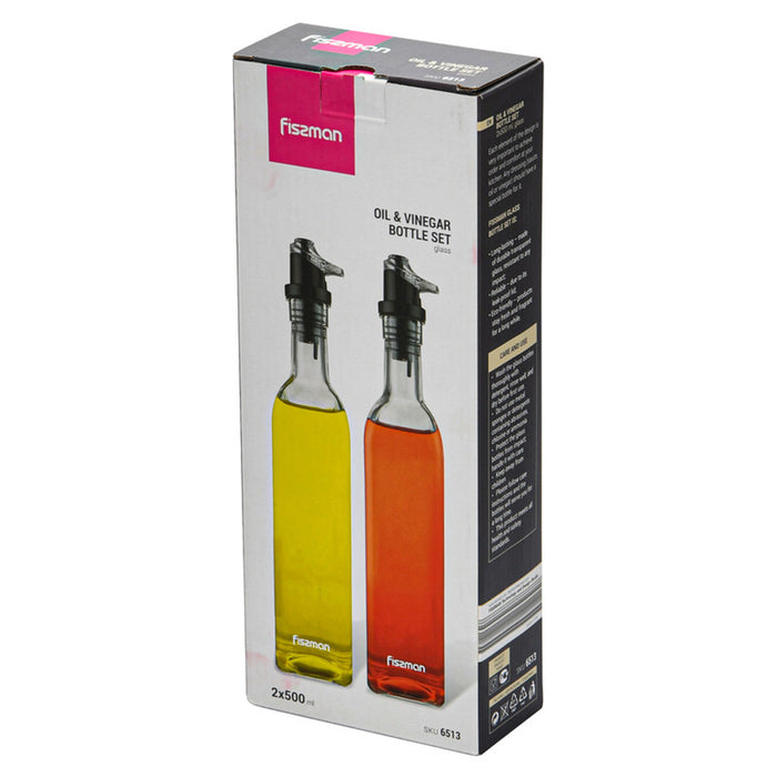 Fissman 2-Piece Oil And Vinegar Bottle Set Clear 2x500ml