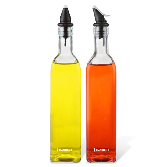 Fissman 2-Piece Oil and Vinegar Glass Bottle Pouring Dispenser