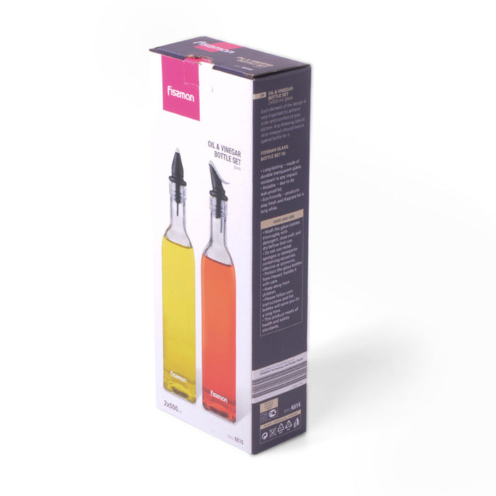 Fissman 2-Piece Oil and Vinegar Glass Bottle Pouring Dispenser