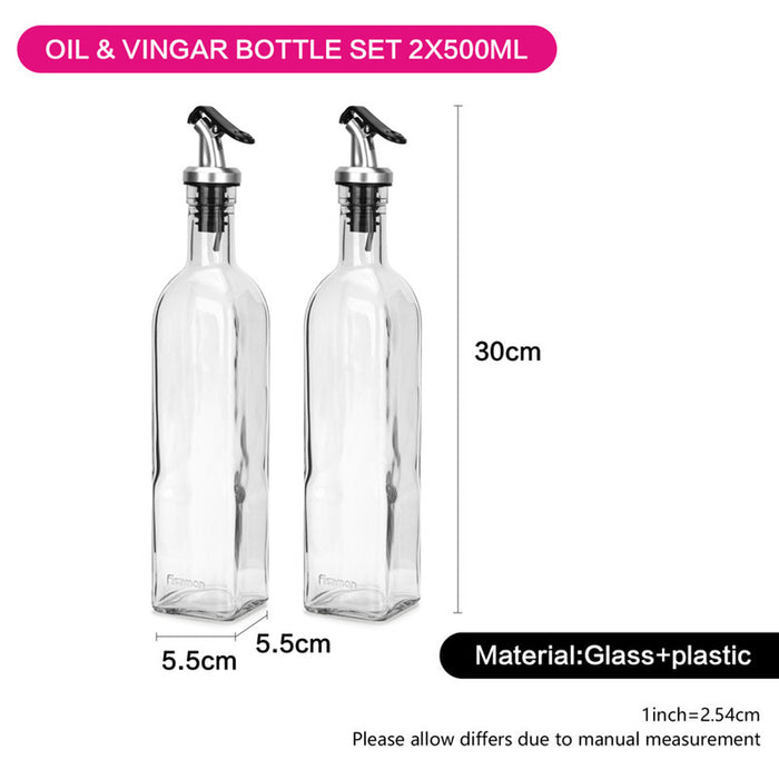 Fissman 2-Piece Oil And Vinegar Glass Bottle Set Multicolour 2x500ml