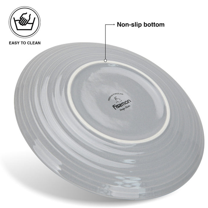Fissman 2-Piece Plates Firmina Gray 21cm New Bone China