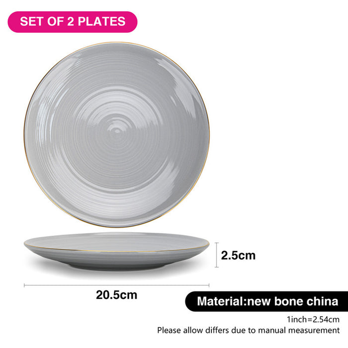 Fissman 2-Piece Plates Firmina Gray 21cm New Bone China