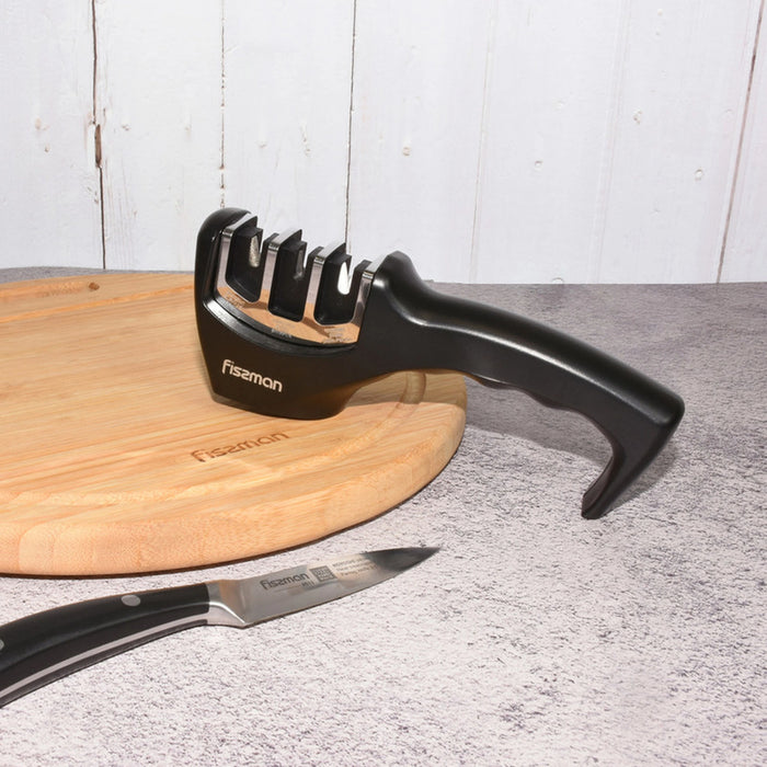 3-Step Knife Sharpener 21cm Black (Ceramic, Carbide, Diamond)