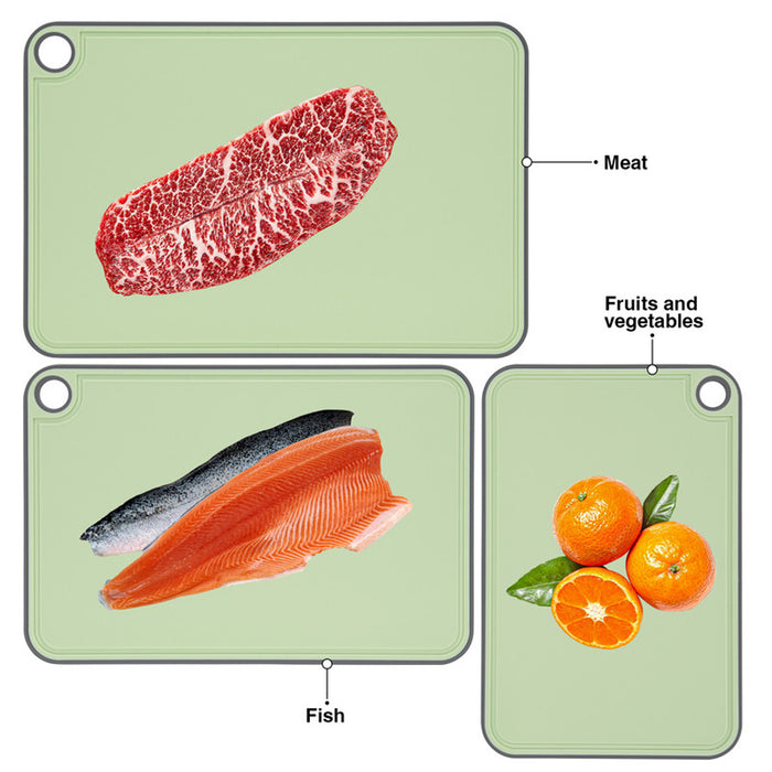 Fissman 3-Piece Chopping Boards 41cm/36cm/31cm With Holder Green Plastic+ TPR