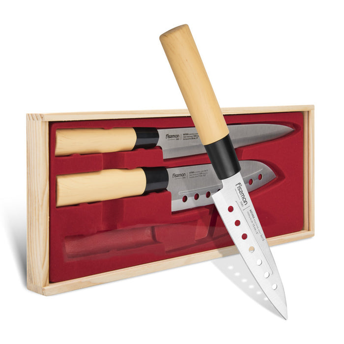 Fissman 3-Piece Non Stick Katana Knifes Brown/Silver 32.5cm