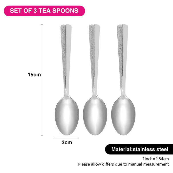 Fissman 3-Piece Tea Spoon 15cm, Stainless Steel Cutlery Set Flor Series