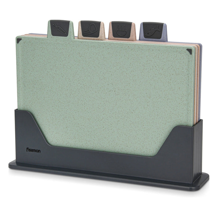 Fissman 4-Piece Cutting Board Set 30cm _ Color-Coded with Unique Icons