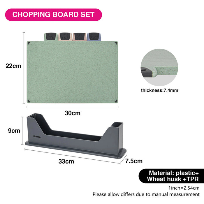 Fissman 4-Piece Cutting Board Set 30cm _ Color-Coded with Unique Icons