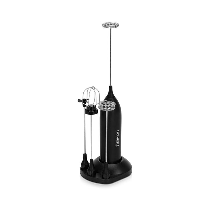 Fissman 4-in-1 Milk Frother with Stand, Handheld Rechargeable Electric Ultra Fast 12000 RPM Milk Frother with 4-Different Whisks