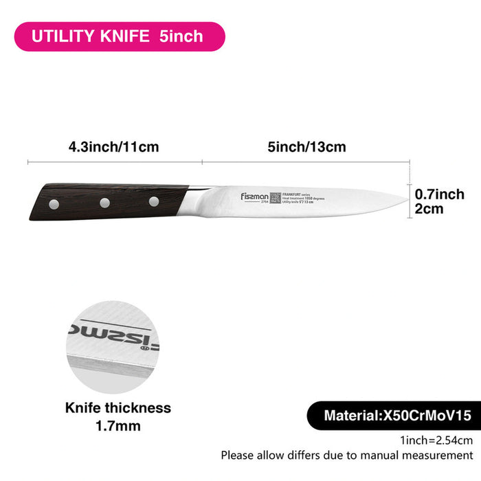 5'' Utility Knife FrankFruit Series, with Sturdy And Elegant Handle, Minimalist Design with Sharp Blade
