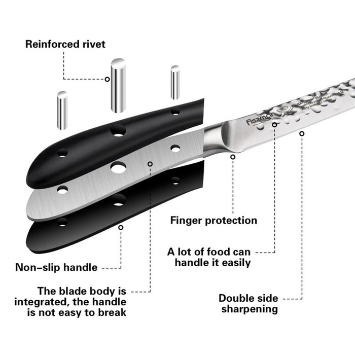 Fissman 5" Utility Knife Hattori Hammered 420j2 Steel