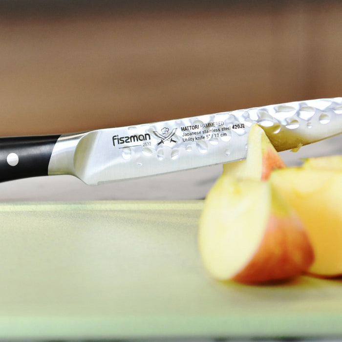 Fissman 5" Utility Knife Hattori Hammered 420j2 Steel