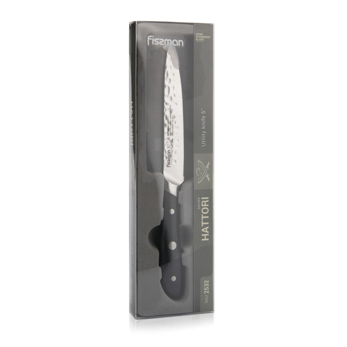 Fissman 5" Utility Knife Hattori Hammered 420j2 Steel