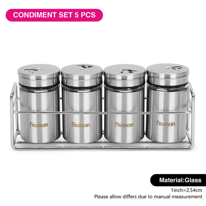 Fissman 5-Piece Salt And Pepper Shaker Glass 80ml