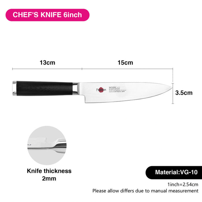 6" Chef's Knife Samurai Musashi 15cm (Steel DAMASCUS)