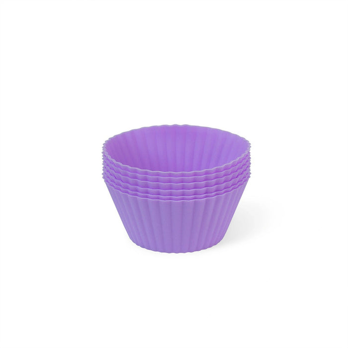 6-Piece Cupcake Molder, Silicone Cupcake Muffin Baking Cups, Reusable Non-Stick Cake Molds Sets, Mould Bakeware Maker Mold Tray Baking Cup Liner Molds (Purple) Fissman