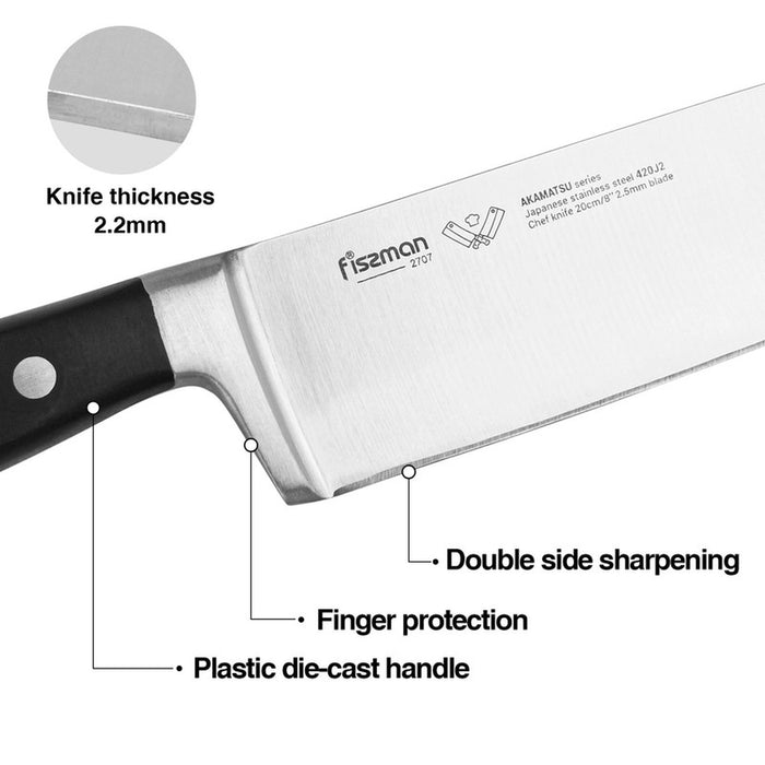 Fissman 6 Pc Knife Set Akamatsu With Wooden Block (3Cr14 Steel)