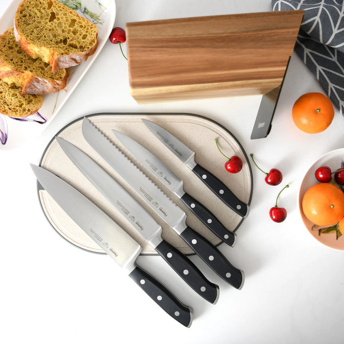 Fissman 6 Pc Knife Set Akamatsu With Wooden Block (3Cr14 Steel)