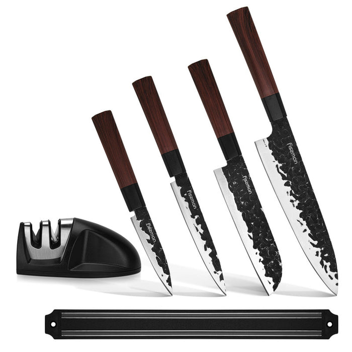 Fissman 6-Piece Knife Set Kendo Series with Magnet Bar And Sharpener X30Cr13 Steel