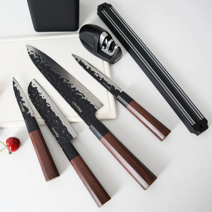 Fissman 6-Piece Knife Set Kendo Series with Magnet Bar And Sharpener X30Cr13 Steel
