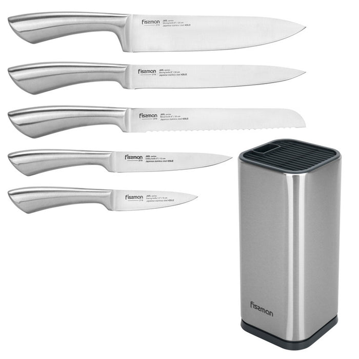 Fissman 6-Piece Knife Set Jarl with Metal Block 420J2 Steel