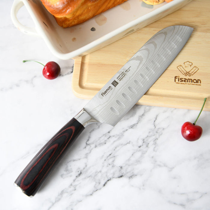 Fissman 7'' Santoku Knife Japanese Utility Knife, German Alloy X50CrMoV15 Stainless Steel Ragnitz Series