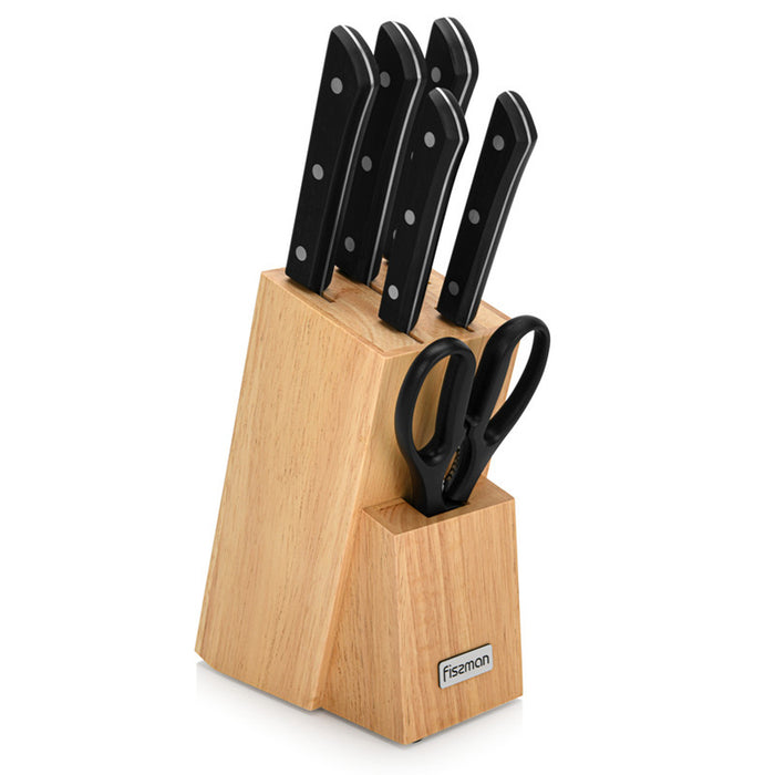 Fissman 7-Piece Knife Set Kanematsu with Wooden Block X30Cr13 Steel