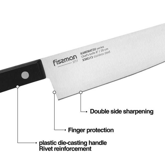 Fissman 7-Piece Knife Set Kanematsu with Wooden Block X30Cr13 Steel