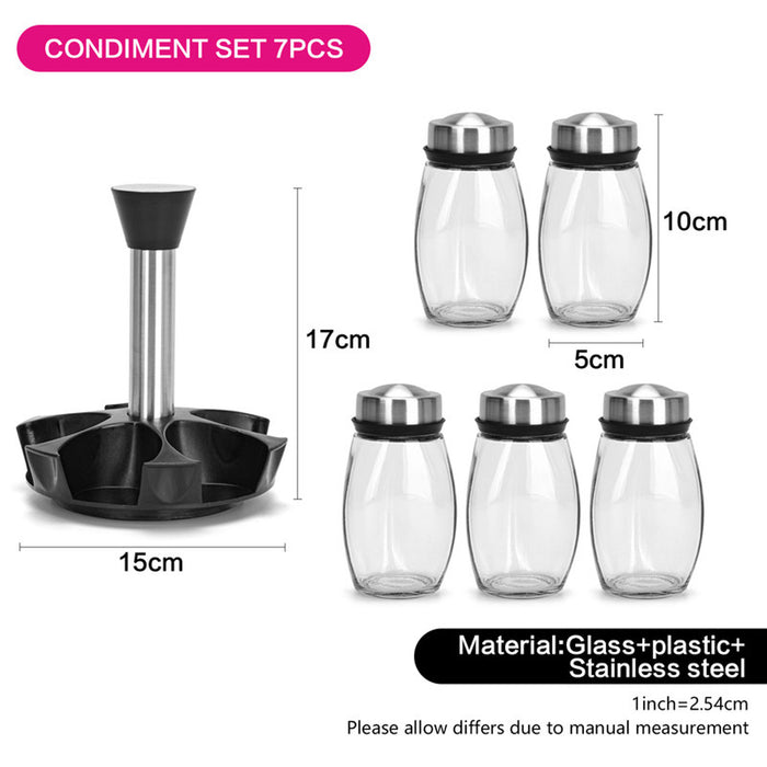 Fissman 7-Piece Spice Storage Condiment Jars With Lid And Stand Multicolour