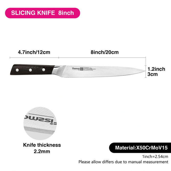 8'' Slicing Knife FrankFruit Series, with Sturdy And Elegant Handle, Minimalist Design with Sharp Blade, Fruits&Vegetable, Meat, Chopping Slicing, Home, Kitchen,And Restaurant