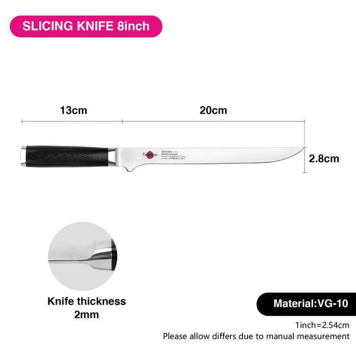 8" Slicing Knife Samurai Musashi 20cm (Steel DAMASCUS)