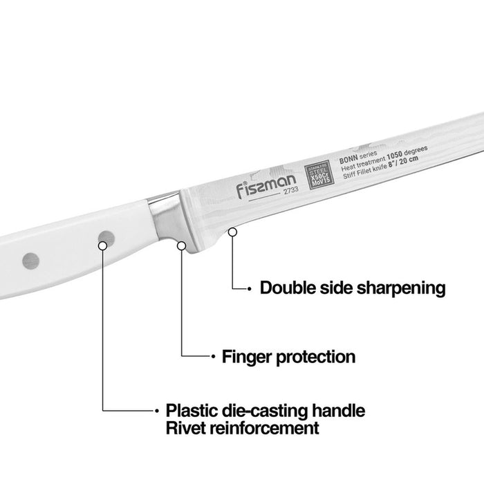 8'' Stiff Fillet Bonn Series, with Sharp Blade and Sturdy Non Slip Handle