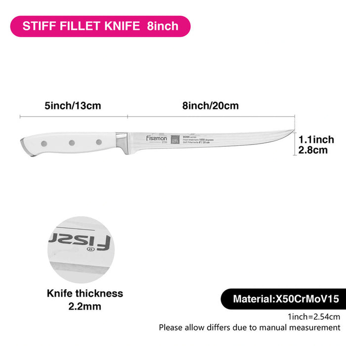 8'' Stiff Fillet Bonn Series, with Sharp Blade and Sturdy Non Slip Handle