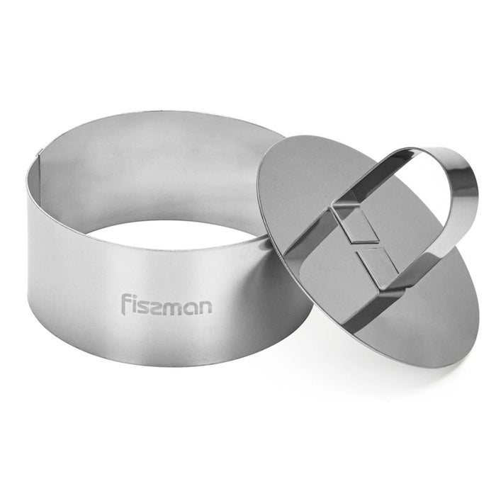 Cake Mold-Cake Ring, Stainless Steel 10cm Cake Mold with Pusher, Mousse and Pastry Baking Ring Mold Fissman