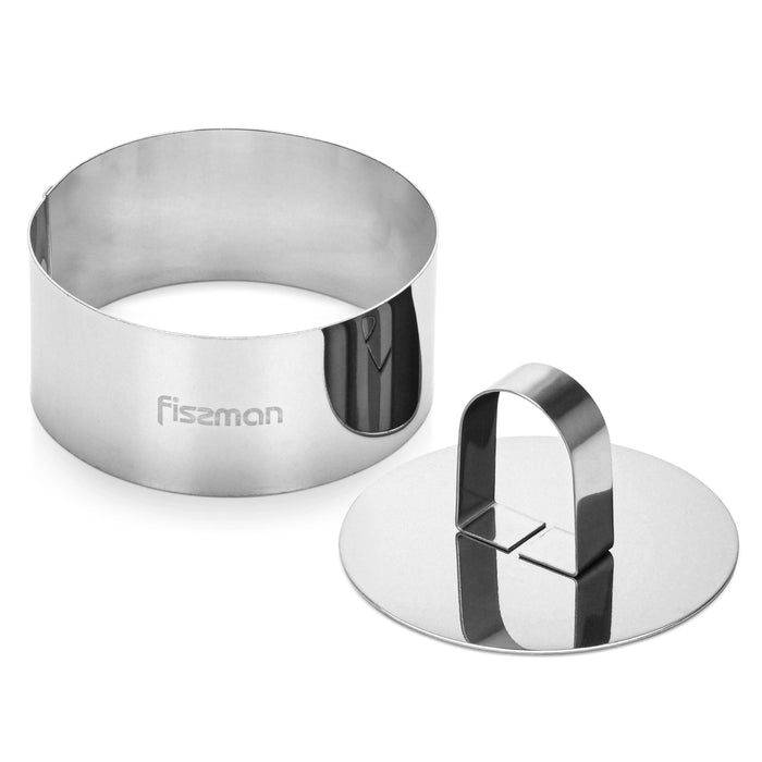 Cake Mold-Cake Ring, Stainless Steel 10cm Cake Mold with Pusher, Mousse and Pastry Baking Ring Mold Fissman