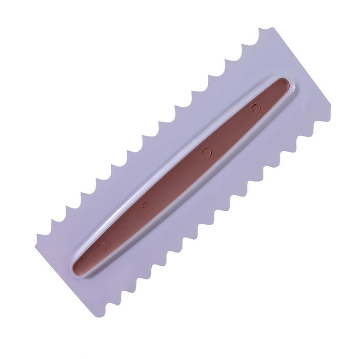 Fissman Cake Scraper, Cakes Decorating Comb and Icing Smoother Wavy Design, Effortless Plastic Sawtooth Polished, Decorating Fondant Edge Kitchen Baking DIY Tool Brown (Plastic_ Style 2)