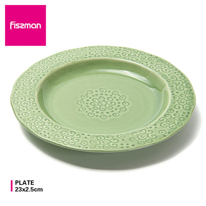 Ceramic Green Crackle Plate (23cm)