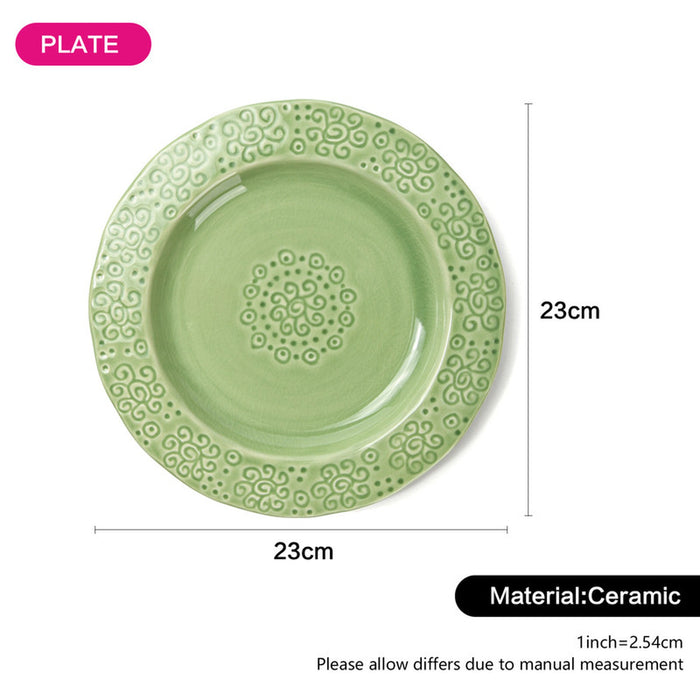 Ceramic Green Crackle Plate (23cm)