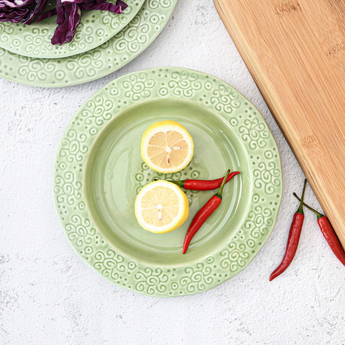 Ceramic Green Crackle Plate (23cm)