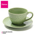Ceramic Mug And Saucer Set Green Crackle, Dishwasher&Microwave Safe, Breakfast Cup, for Coffee, Cocoa, Cappuccino, Milk, Hot Water With Lemon, Tea, Hot Choco For Kids, For Coffee Lover(260ml) Fissman