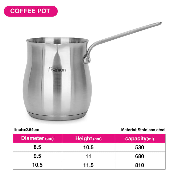 Fissman Coffee Pot 810 ml With Induction Bottom (Stainless Steel) Silver