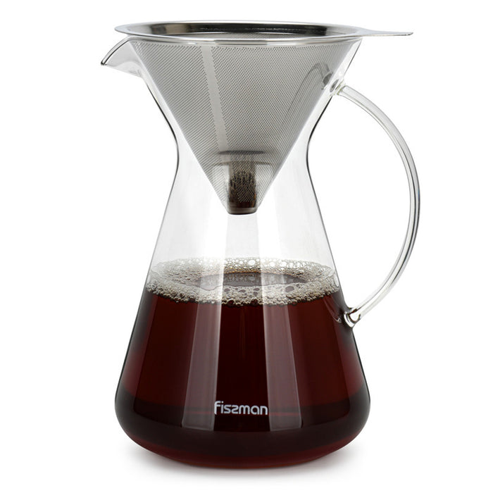 Fissman Coffee Pot 900ml With Stainless Steel Filter (Borosilicate Glass)