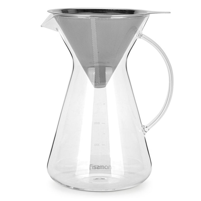 Fissman Coffee Pot 900ml With Stainless Steel Filter (Borosilicate Glass)