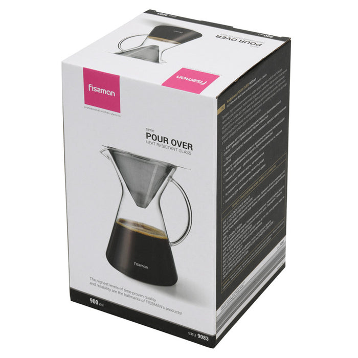 Fissman Coffee Pot 900ml With Stainless Steel Filter (Borosilicate Glass)