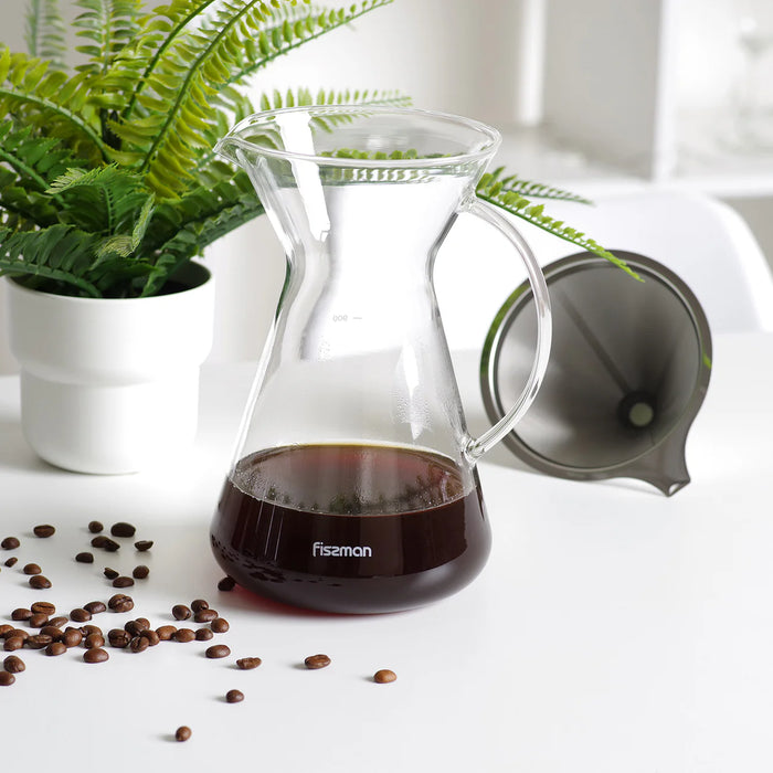 Fissman Coffee Pot 900ml With Stainless Steel Filter (Borosilicate Glass)