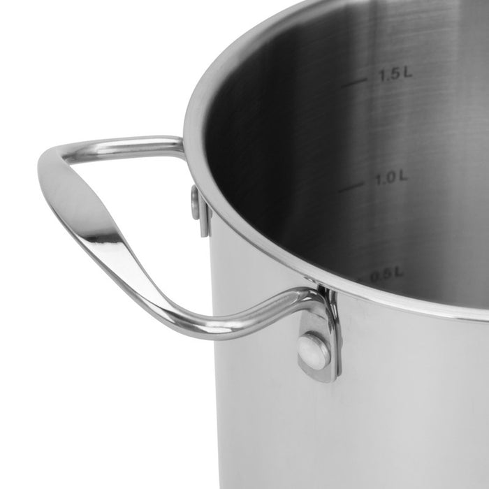 Fissman Cooking Pot 14x12.5 cm / 1,9 LTR with glass lid Stainless Steel Mini Cook Series