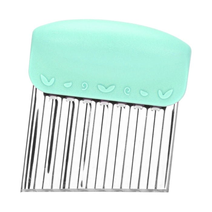 Fissman Crinkle Cut Tool, All-In-One Multifunctional Wavy Chopper Stainless Steel Tool Assistant, Suitable for Vegetable Safe Potato Slicer Cutter French Fry Cutting Tool Kitchen Gadgets. (Mint Green)