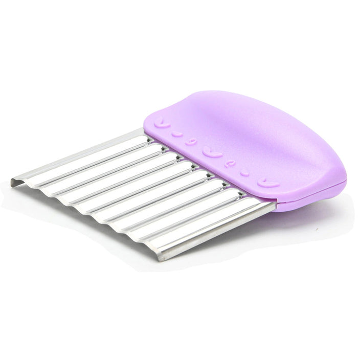Fissman Crinkle Cut Tool, All-In-One Multifunctional Wavy Chopper Stainless Steel Tool Assistant, Suitable for Vegetable Safe Potato Slicer Cutter French Fry Cutting Tool Kitchen Gadgets. (Purple)