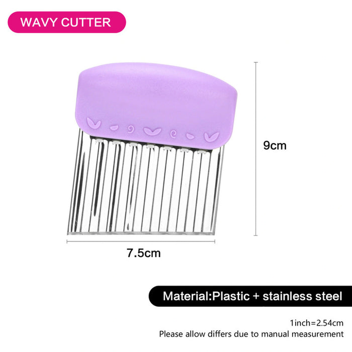 Fissman Crinkle Cut Tool, All-In-One Multifunctional Wavy Chopper Stainless Steel Tool Assistant, Suitable for Vegetable Safe Potato Slicer Cutter French Fry Cutting Tool Kitchen Gadgets. (Purple)
