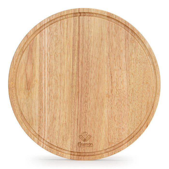 Cutting Board 35cm Rubber Wood, for Chopping Meat, Vegetables, Fruits, Cheese, Knife Friendly Serving Tray, with Juice Groove and Thick